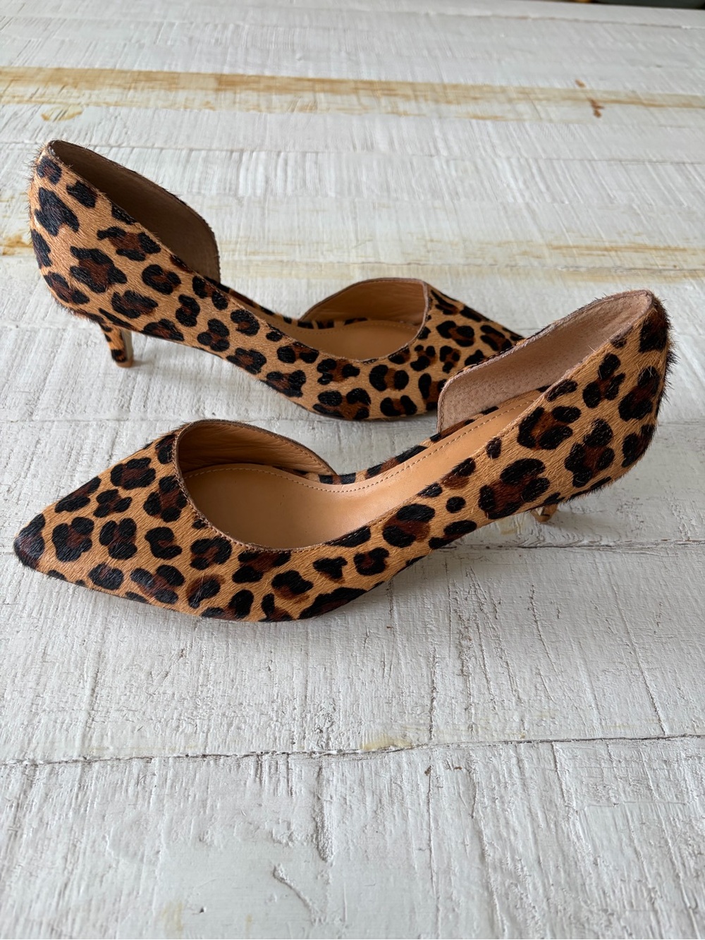 J.Crew Leopard Print D’Orsay Kitten Heels size 7 Calf Hair Unworn
